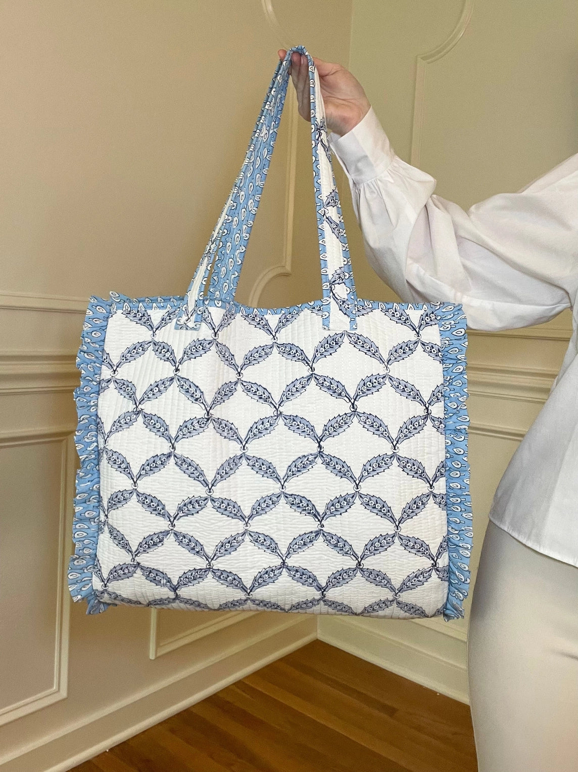 Bebe Ruffle Quilted Tote Bag