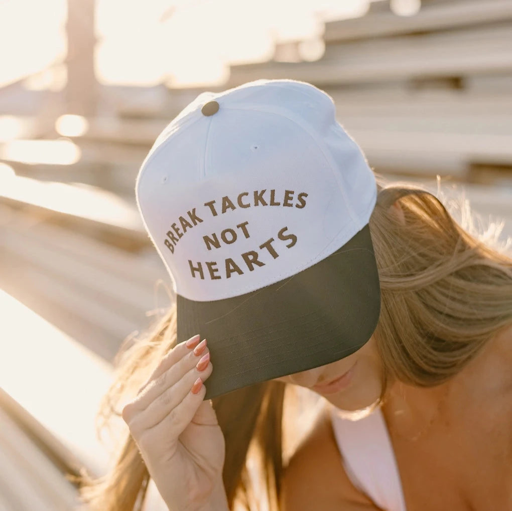 Break Tackles Not Hearts Vintage Trucker Hat (Embroidered)