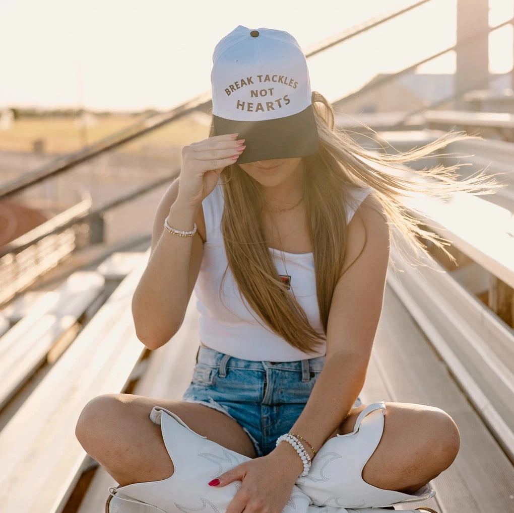 Break Tackles Not Hearts Vintage Trucker Hat (Embroidered)