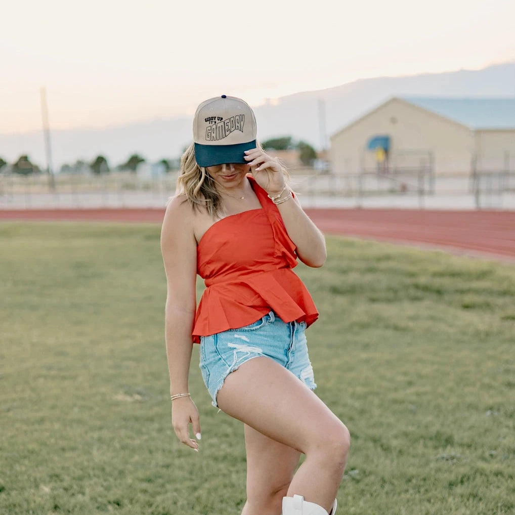 Giddy Up It's Gameday Vintage Trucker Hat (Embroidered)