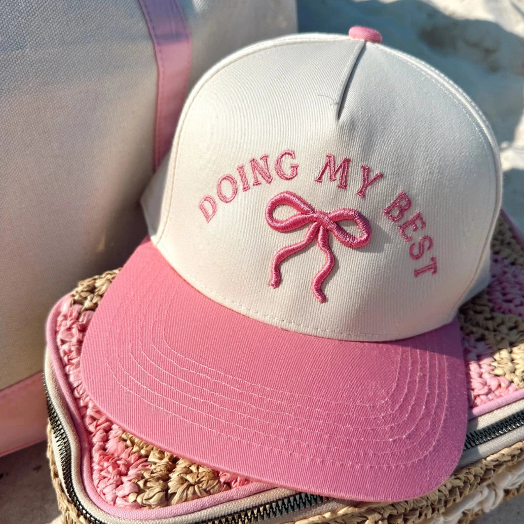 Doing My Best 3D Bow Vintage Trucker Hat (Embroidered)