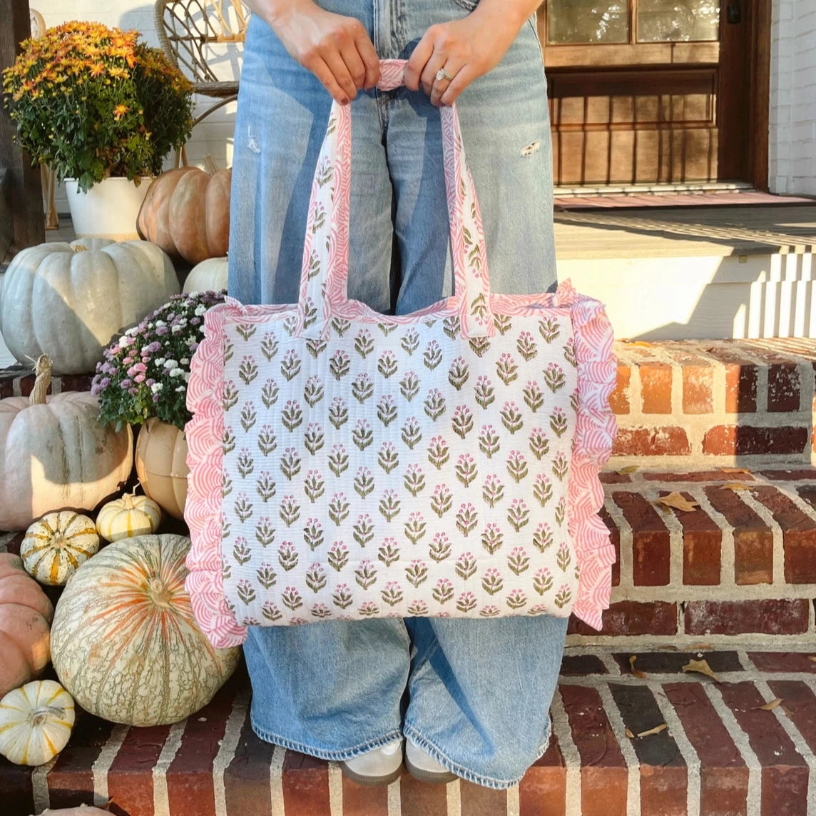 Georgia Ruffle Quilted Tote Bag