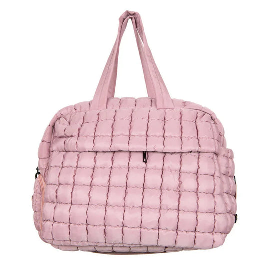 Mauve Quilted Duffle Weekender Bag